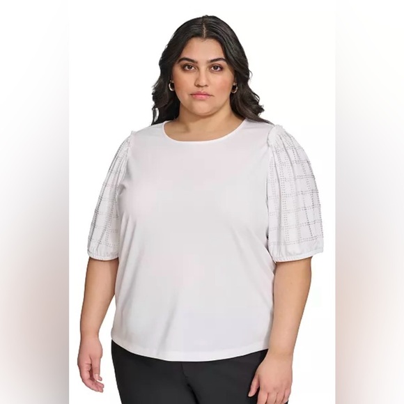 KARL LAGERFELD Tops - NWT KARL LAGERFELD Embellished Puff-Sleeve Top Plus Size - 3X